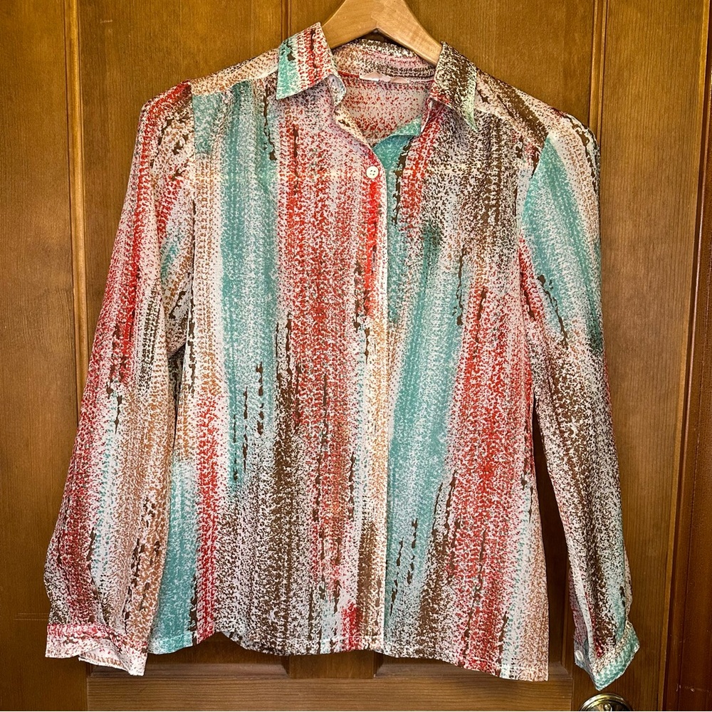 Multicolored Button Down Shirt with Notched Collar